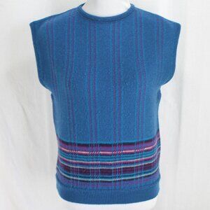 Pendleton Sweater Vest Top Womens Sz M Blue Purple Vintage Virgin Wool Pullover